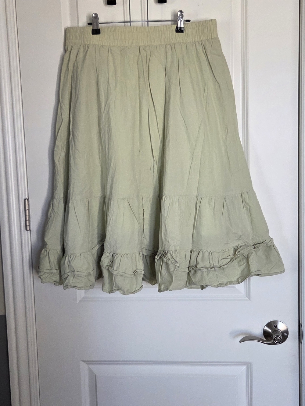 Shiny By Nature Light Sage Ruffle Hem Women's Skirt